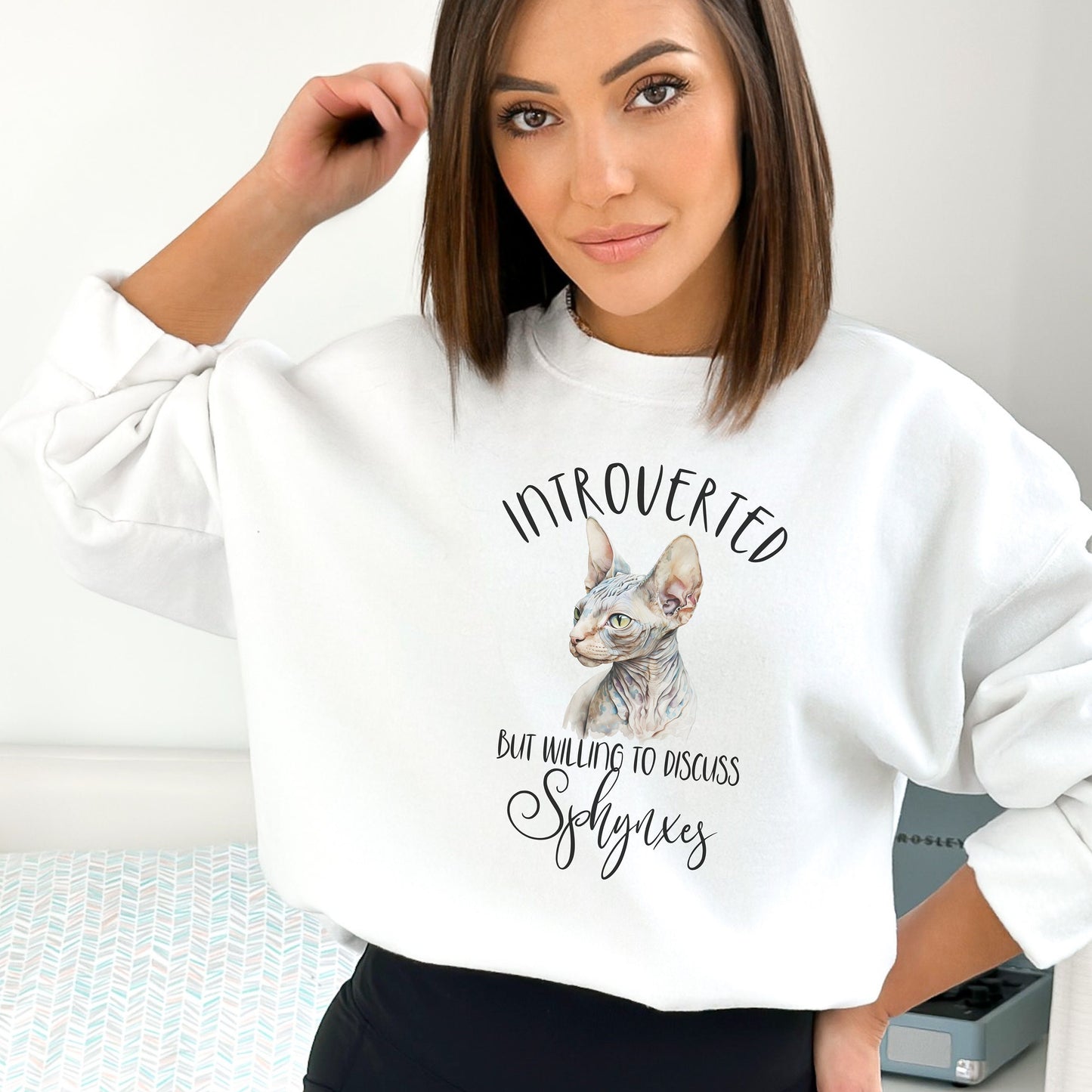 Introverted But Willing to Discuss,Sphynx Cat Sweater,Custom Cat Shirt,Sphynx Cat Clothes,Cat Mom Sweatshirt,Sphynx Cat Themed Gifts for Cat