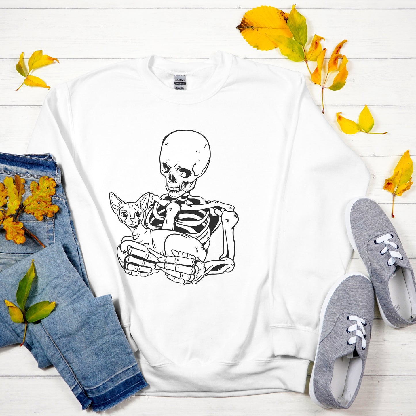Sphynx Cat Skeleton Sweater, Custom Cat Shirt, Sphynx Cat Clothes,Cat Mom Sweatshirt,Sphynx Cat Halloween Sweatshirt,Hairless Goth Cat Shirt