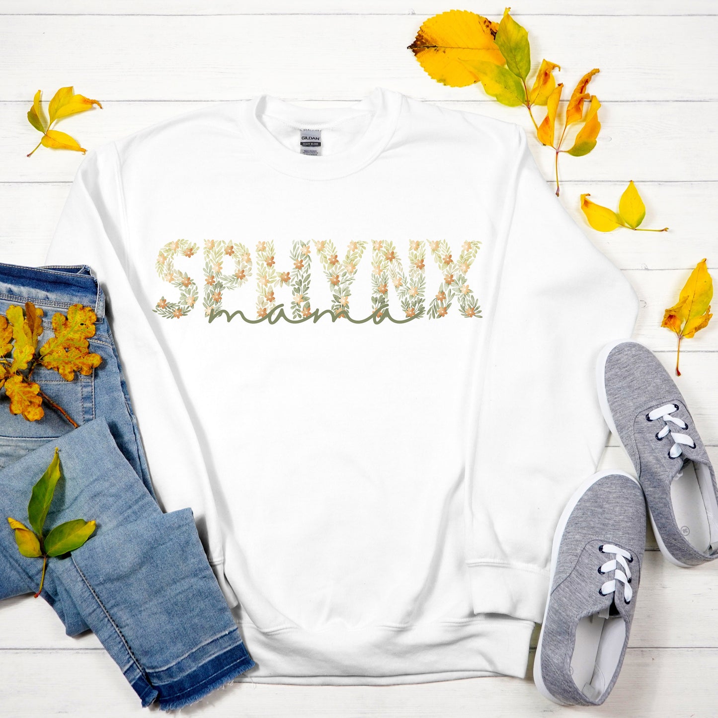 Floral Sphynx Mama Sweatshirt, Oversizedsweatshirt for Cat Mom, Gifted Custom Catshirt Gift for Sphynx Lover, Sphynx Sweater Gift