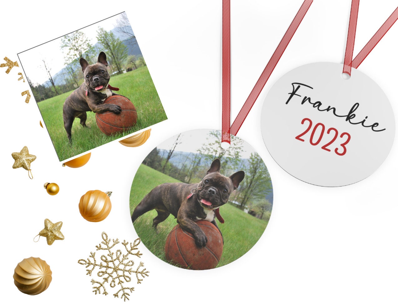 Family Pet Ornament, Personalized Photo Pet Gift, Custom Photo Ornament Both Sides, Pet Memorial Gift With Photo,Pet Loss Christmas Ornament