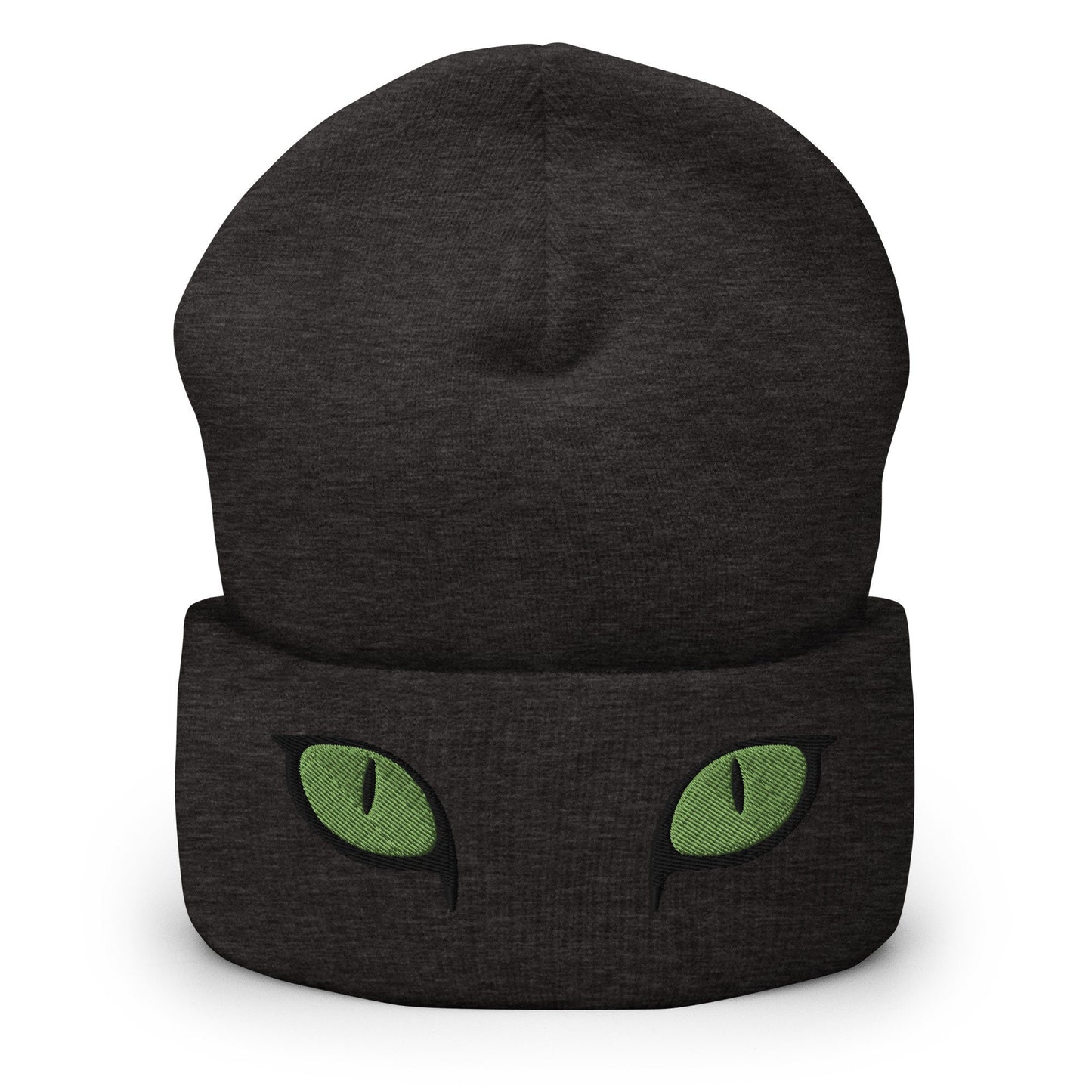 Green Embroidered Cat Eyes Beanie, Cat Eyes Gift, Cat Present, Cute Cat Hat, Cat Lovers, Cat Mom Gift, Cat Dad Gift, Cats, Knit Beanie