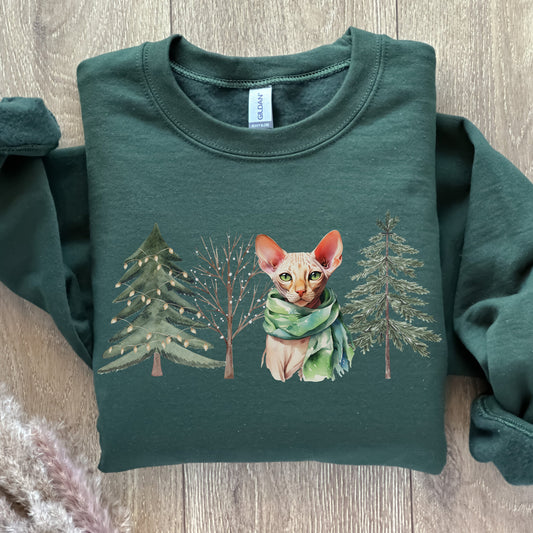 Christmas Sphynx Cat Sweater,Cat Lovers Sweatshirt Gift,Custom Cat Shirt,Sphynx Cat Clothes,Sphynx Cat Themed Gifts for Cat People Moms Dads