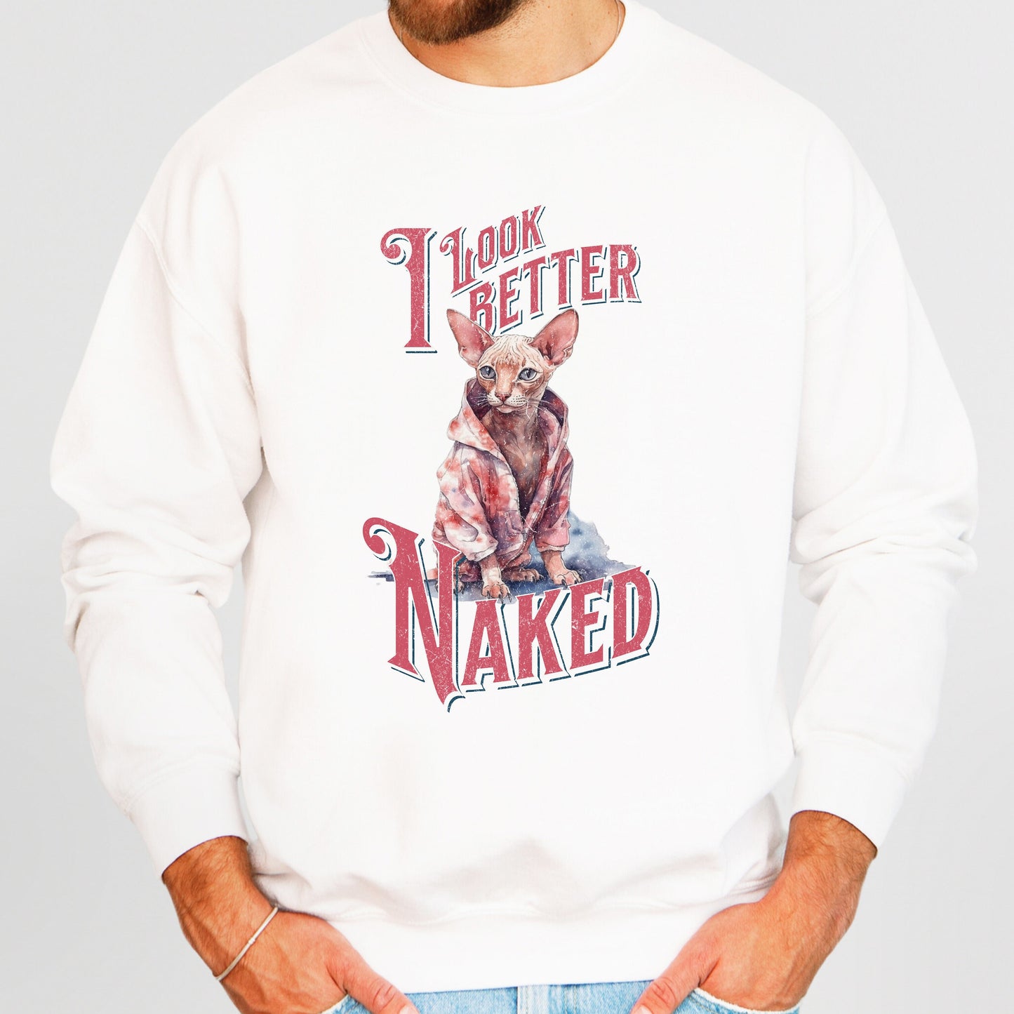 Funny Sphynx Cat Sweater,Cat Lovers Sweatshirt Gift,Custom Cat Shirt,Sphynx Cat Clothes,Sphynx Cat Themed Gifts for Cat People Moms Dads