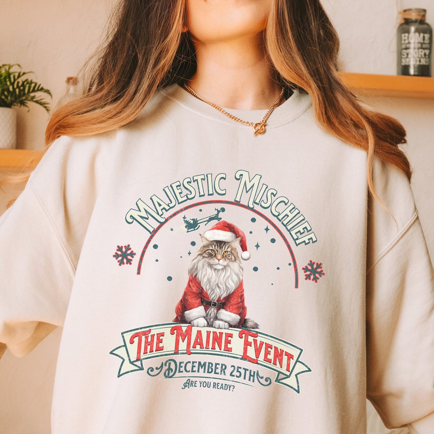 Christmas Mainecoon Cat Lover Gift, Maine Coon Sweatshirt, Mainecoone Sweater, Coone Cat Gift,Maine Coon Cat Gift, Main Coon Cat Lover Shirt