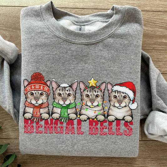 Bengal Cat Christmas Sweatshirt, Cat Mom Sweater, Xmas Bengal Cat Shirt,Gift for Cat Owner,Cat Holiday Present,Bengal Shirt,Party Crewneck