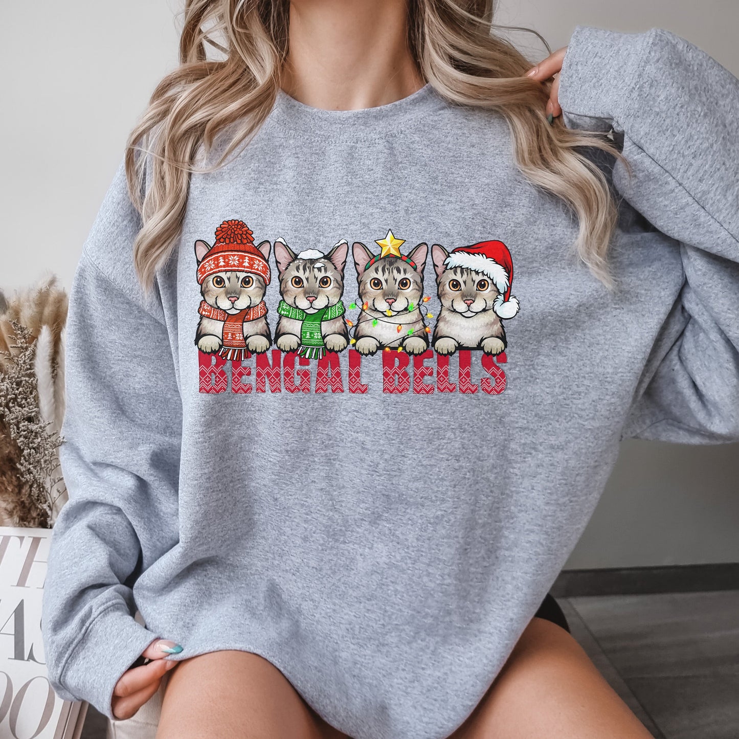 Christmas Bengal Cat Sweatshirt, Cat Mom Sweater, Xmas Bengal Cat Shirt,Gift for Cat Owner,Cat Holiday Present,Bengal Shirt,Party Crewneck
