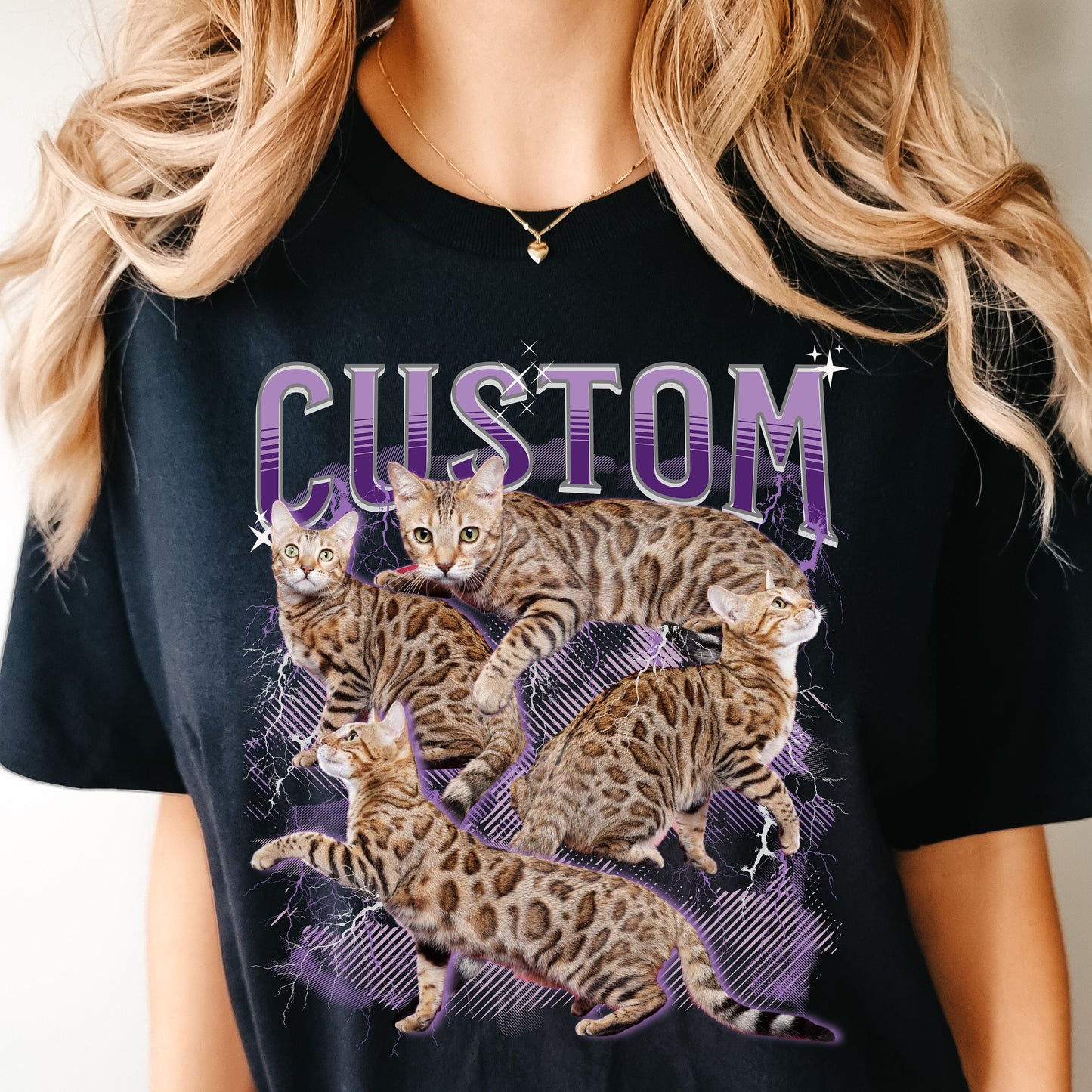 Retro 90'S Custom | Cat Mom Shirt | Pet Owner Shirt | Custom Cat Graphic Shirt | Retro Collage Shirt | Custom Cat Bootleg Shirt