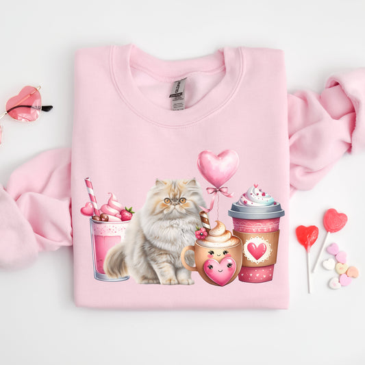 Persian Cat Valentines Shirt Shirazi Cat Sweater Persian Parent Apparel Gift for Cat Lover Persian Cat Gift Sweatshirt Persian Lover Present