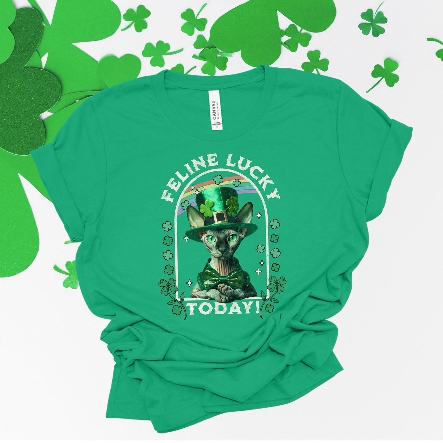 Sphynx Cat St Patricks Day tShirt Leprechaun Cat St. Paddy's Cat St. Patricks Cat Sphynx Cat Clothes Sphynx Cat Themed Gifts Green Cat Shirt