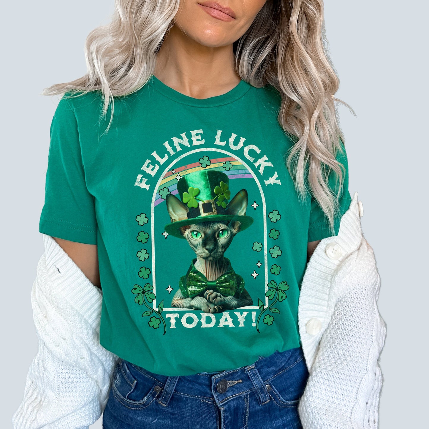 Sphynx Cat St Patricks Day tShirt Leprechaun Cat St. Paddy's Cat St. Patricks Cat Sphynx Cat Clothes Sphynx Cat Themed Gifts Green Cat Shirt