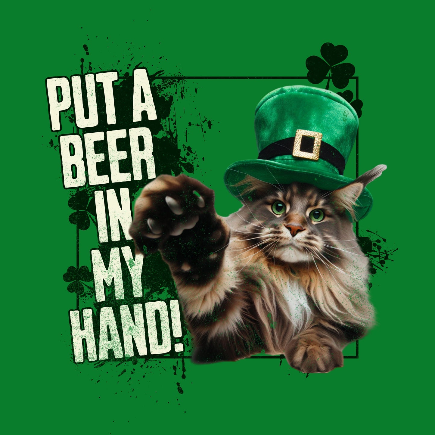 Maine Coon St Patricks Day tShirt Leprechaun Cat St. Paddy's Cat St. Patricks Mainecoon Clothes Main Coon Cat Themed Gifts Green Cat Shirt