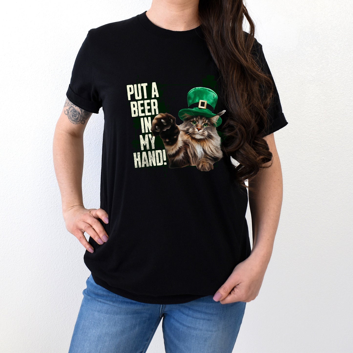 Maine Coon St Patricks Day tShirt Leprechaun Cat St. Paddy's Cat St. Patricks Mainecoon Clothes Main Coon Cat Themed Gifts Green Cat Shirt