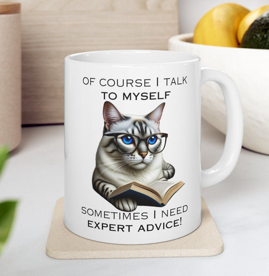 Funny Office Mug Of Course I Talk To Myself Gift for Cat Lover Bengal Cat Mugs Sarcastic Gag Gifts Tea Coffee Cup Coworker Boss Office Gift