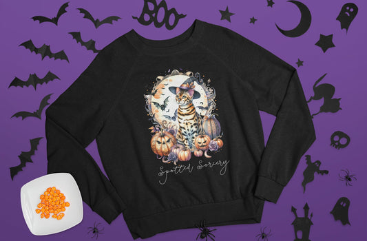 Halloween Bengal Cat Sweatshirt Spooky Cat Mom Sweater Witchy Bengal Cat Shirt Gift for Cat Owner Halloween Cat Present Bengal Crewneck
