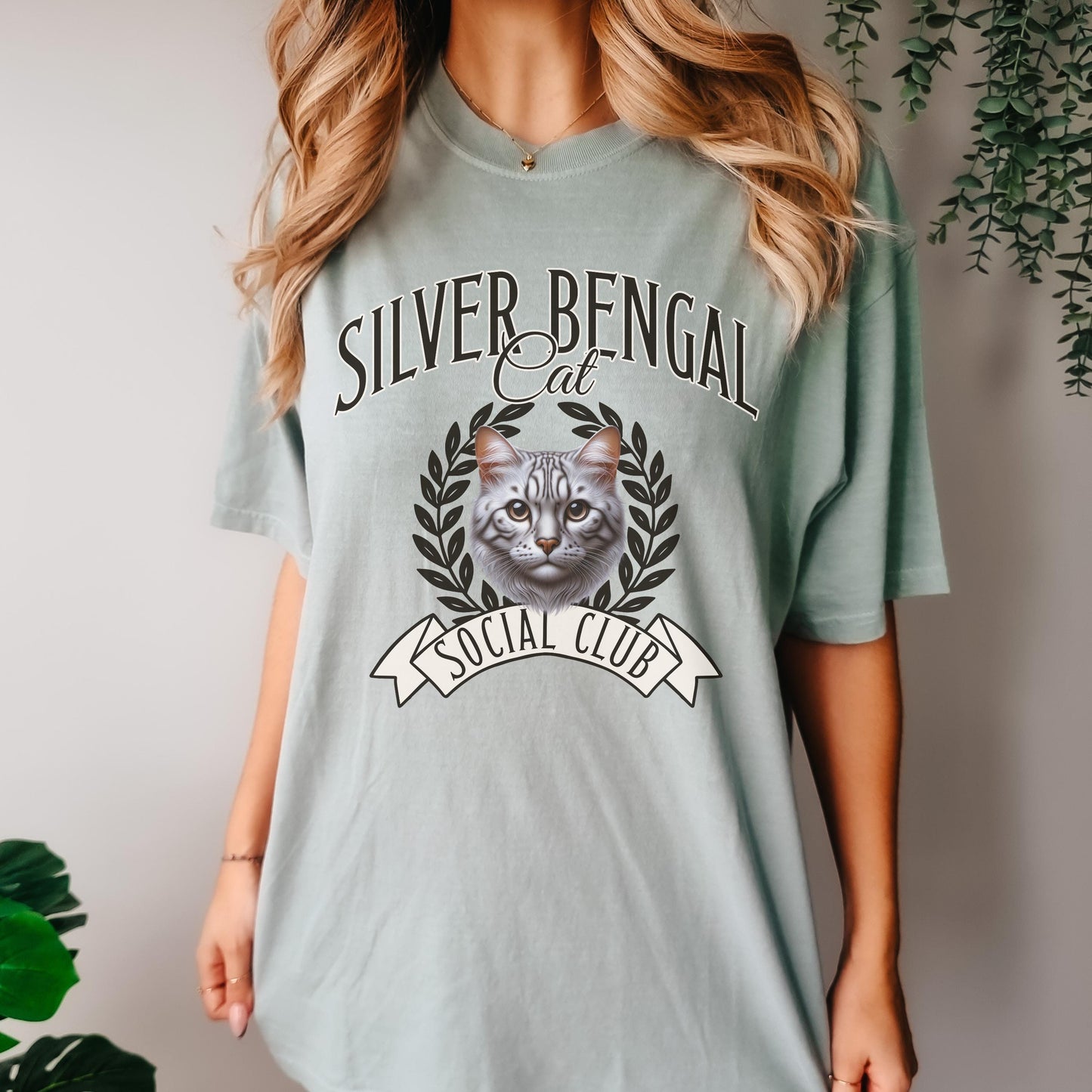 Silver Bengal Cat Social Club T-Shirt Cat Lover Tee Cozy Graphic Shirt for Bengal Cat Owners & Enthusiasts Gift for Silver Cat Mom Dad