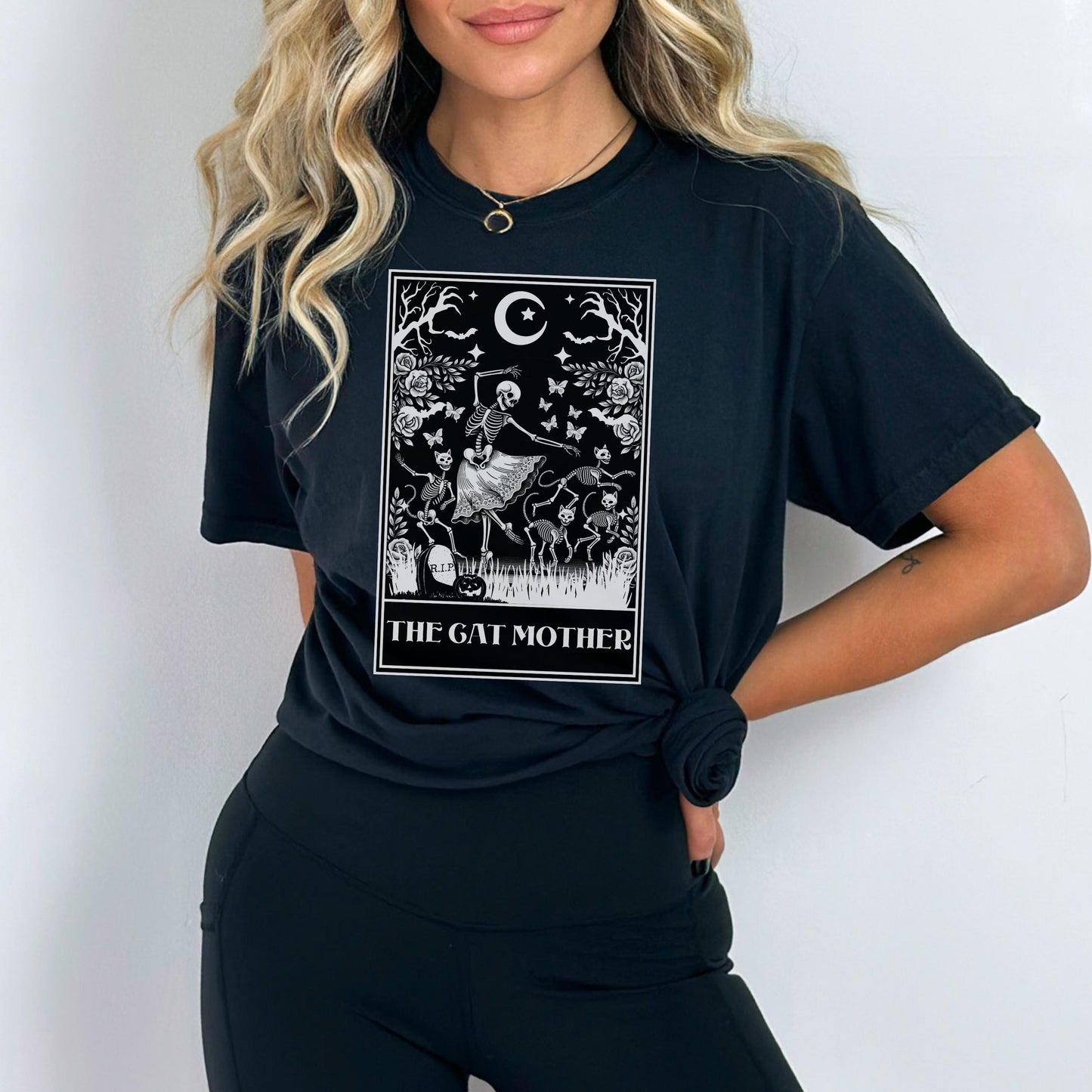 Cat Mother Skeleton Tarot Shirt | Funny Cat Lover Tee | Witchy Cat Mom Shirt | Skull Tarot T-Shirt | Trendy Comfort Colors Cat Shirt S-4XL