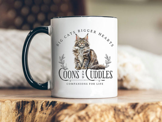 Maine Coon Mug Custom Cat Lover Coffee Mug Two-Tone Ceramic Mug C-Handle Cat Design Gift for Cat Lovers Vintage Cat Mug Colorful Mug