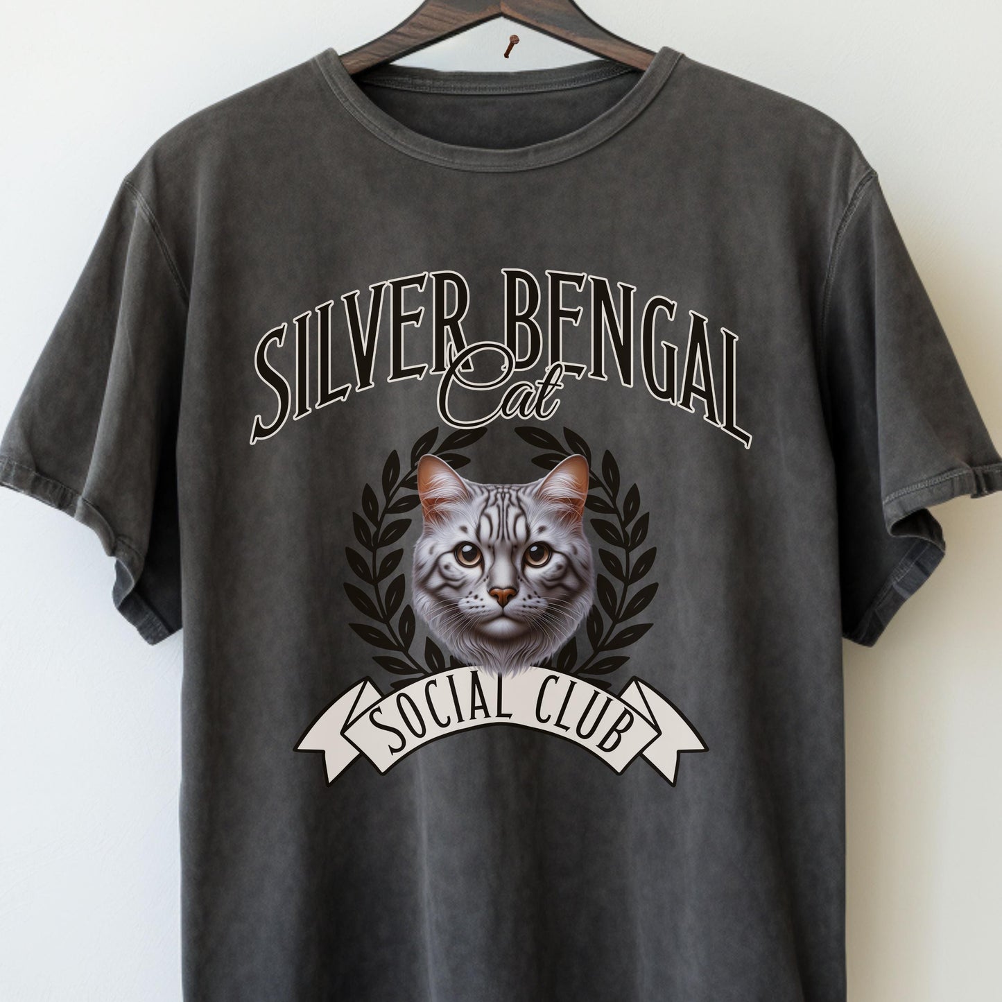 Silver Bengal Cat Social Club T-Shirt Cat Lover Tee Cozy Graphic Shirt for Bengal Cat Owners & Enthusiasts Gift for Silver Cat Mom Dad
