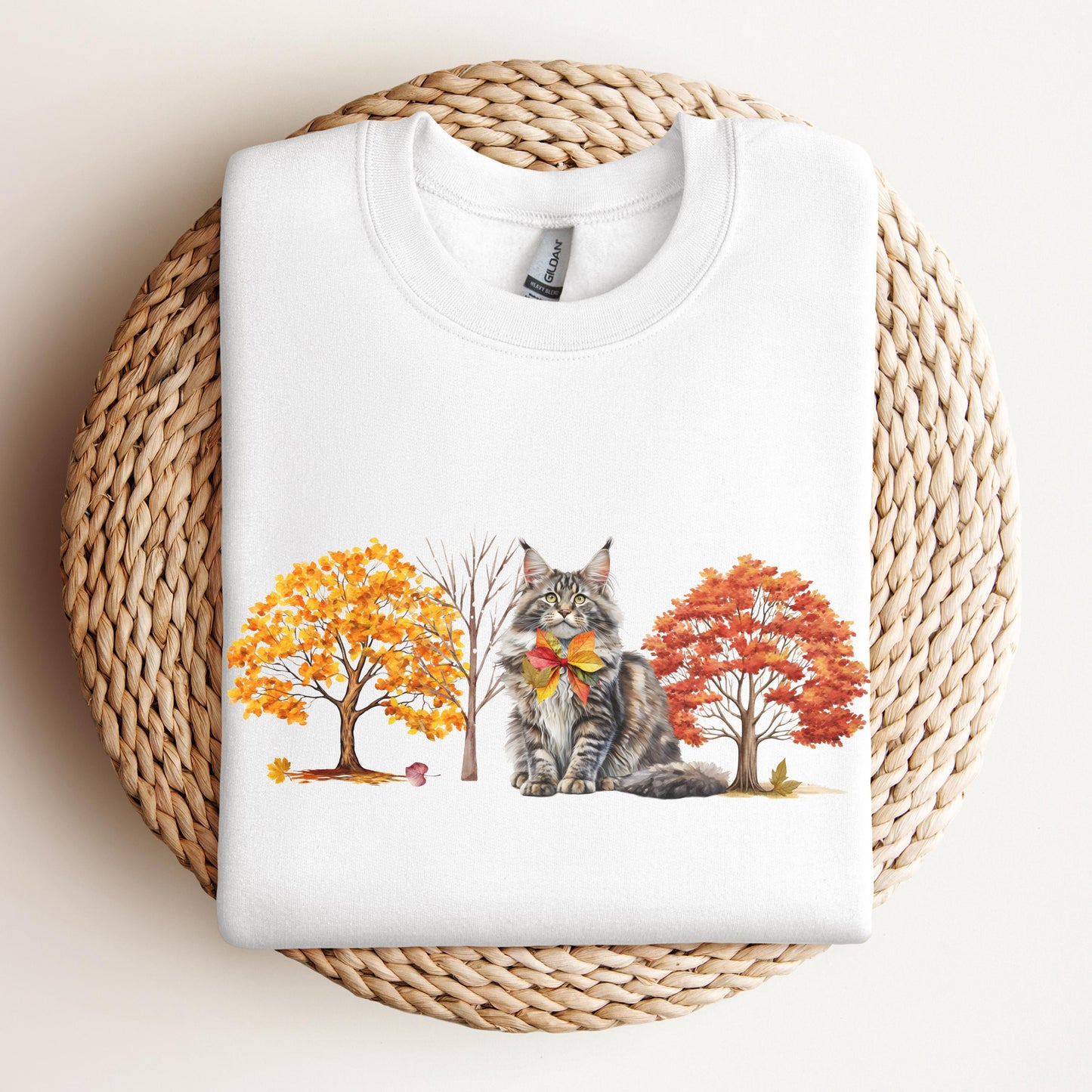 Fall Maine Coon Coquette Sweatshirt Custom Cat Lover Crewneck Cozy Fall Cat Apparel Autumn Cat Design Mainecoon Gift Autumn Cat Shirt