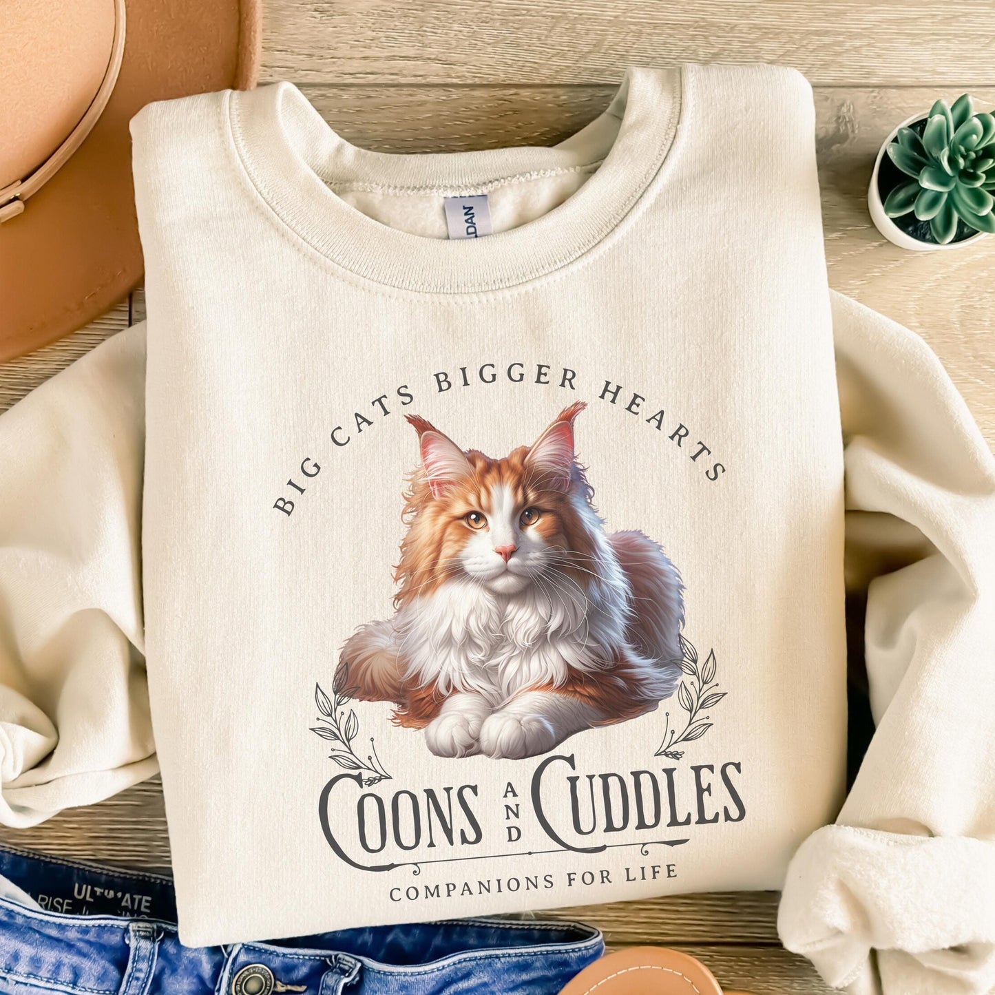Maine Coon Sweatshirt Custom Red Mainecoon Cat Lover Gift Mainecoone Sweater Coone Cat Gift Maine Coon Cat Gift Main Coon Cat Lover Shirt