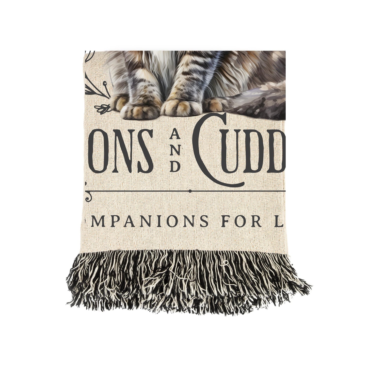 Maine Coon Woven Blanket Gift for Maine Coon Owners Home Decor Cotton Throw with Fringe Cozy Customizable Cat Lover Gift for Mainecoon Owner