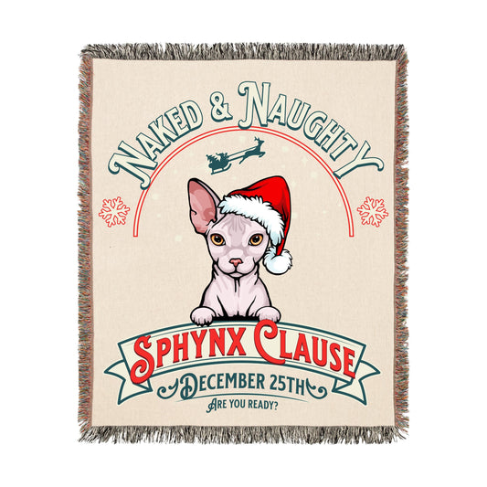 Sphynx Cat Woven Blanket Gift for Sphynx Cat Owners Home Decor Cotton Throw Fringe Cozy Customizable Cat Lover Gift for Sphynx Cat Owner