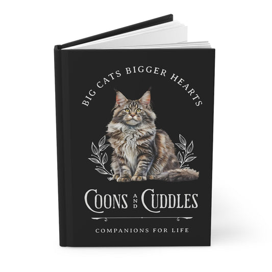 Custom Hardcover Journal Personalized Notebook for Writing Cute Cat Lover Gift Maine Coon Accessories Stylish Matte Finish Stationery