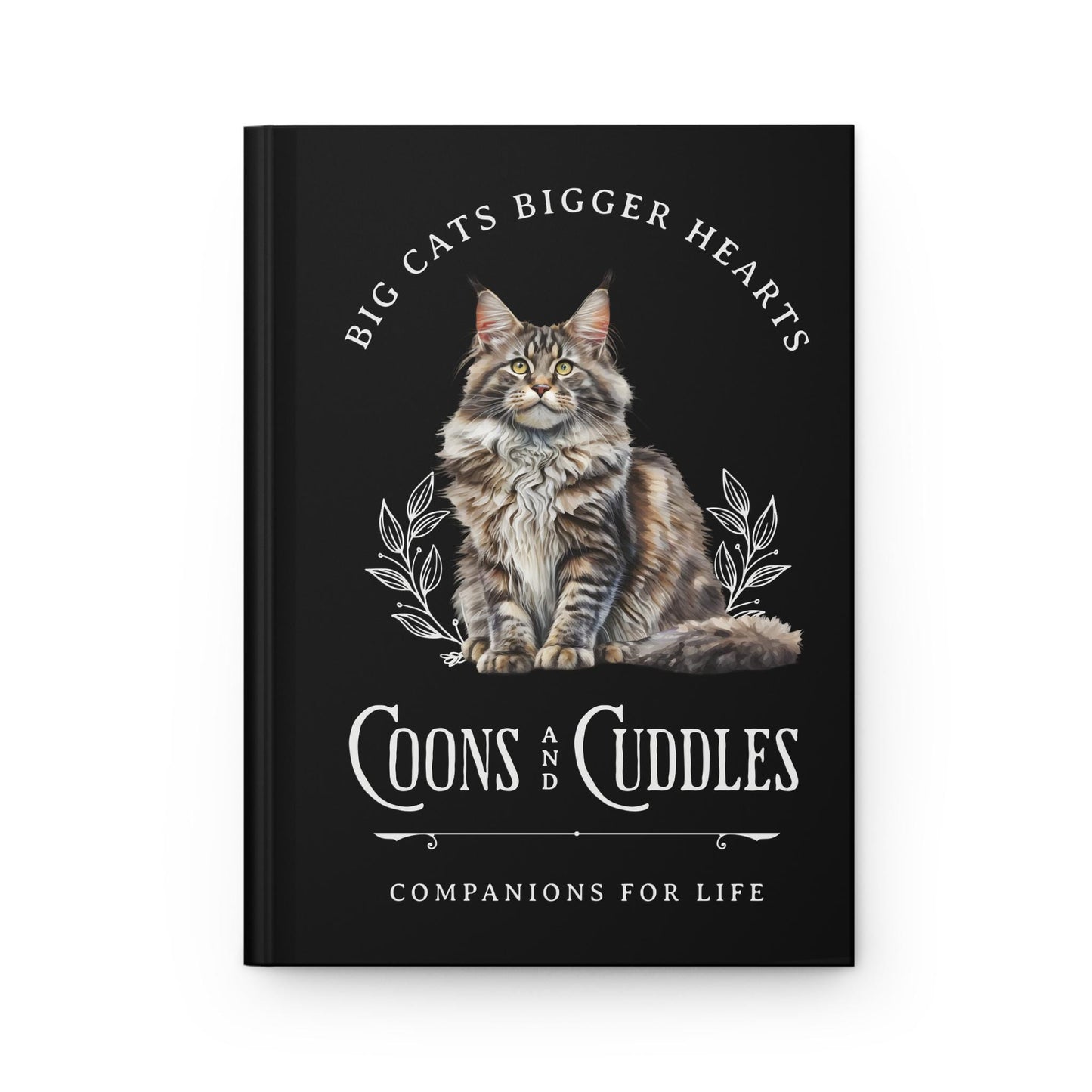 Custom Hardcover Journal Personalized Notebook for Writing Cute Cat Lover Gift Maine Coon Accessories Stylish Matte Finish Stationery