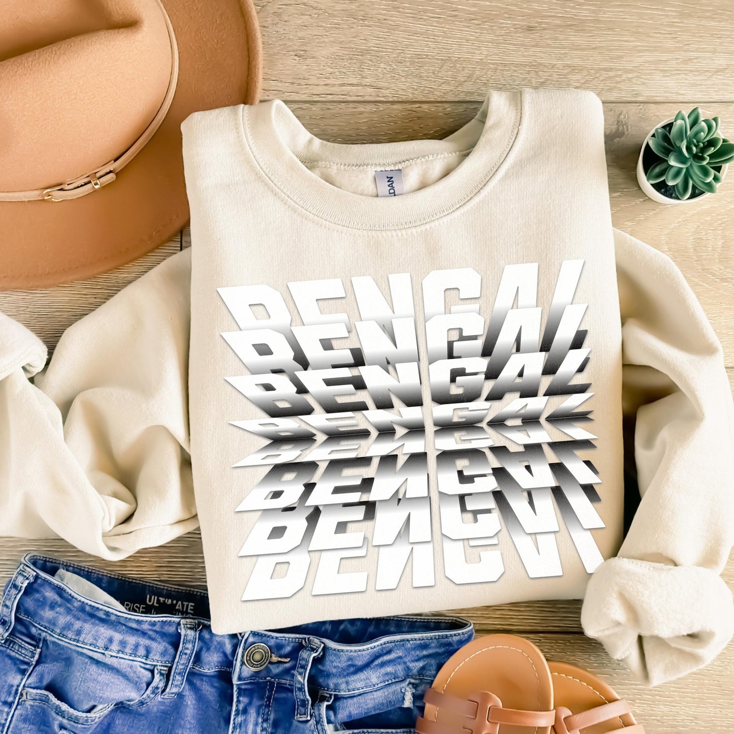 Bengal Cat Minimalist Fliptext Typography Sweatshirt, Custom Bengal Cat Lover Gift, Bengal Sweater, Bengal Cat Gift, Bengal Cat Lover Shirt