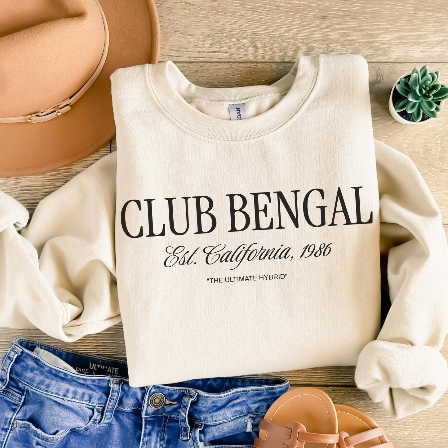 Minimalist Typography Bengal Cat Sweatshirt, Custom Bengal Cat Lover Gift, Bengal Sweater, Bengal Cat Gift, Bengal Cat Lover Shirt