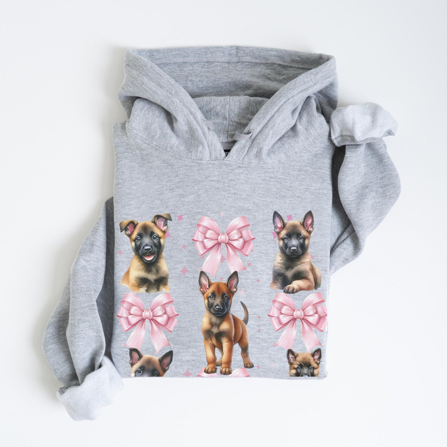 Belgian Malinois Lover Coquette Sweatshirt Dog Hoodie Pink Bow Crewneck Cute Malinois Puppy Sweater Girly Dog Lover Top Gift for Women