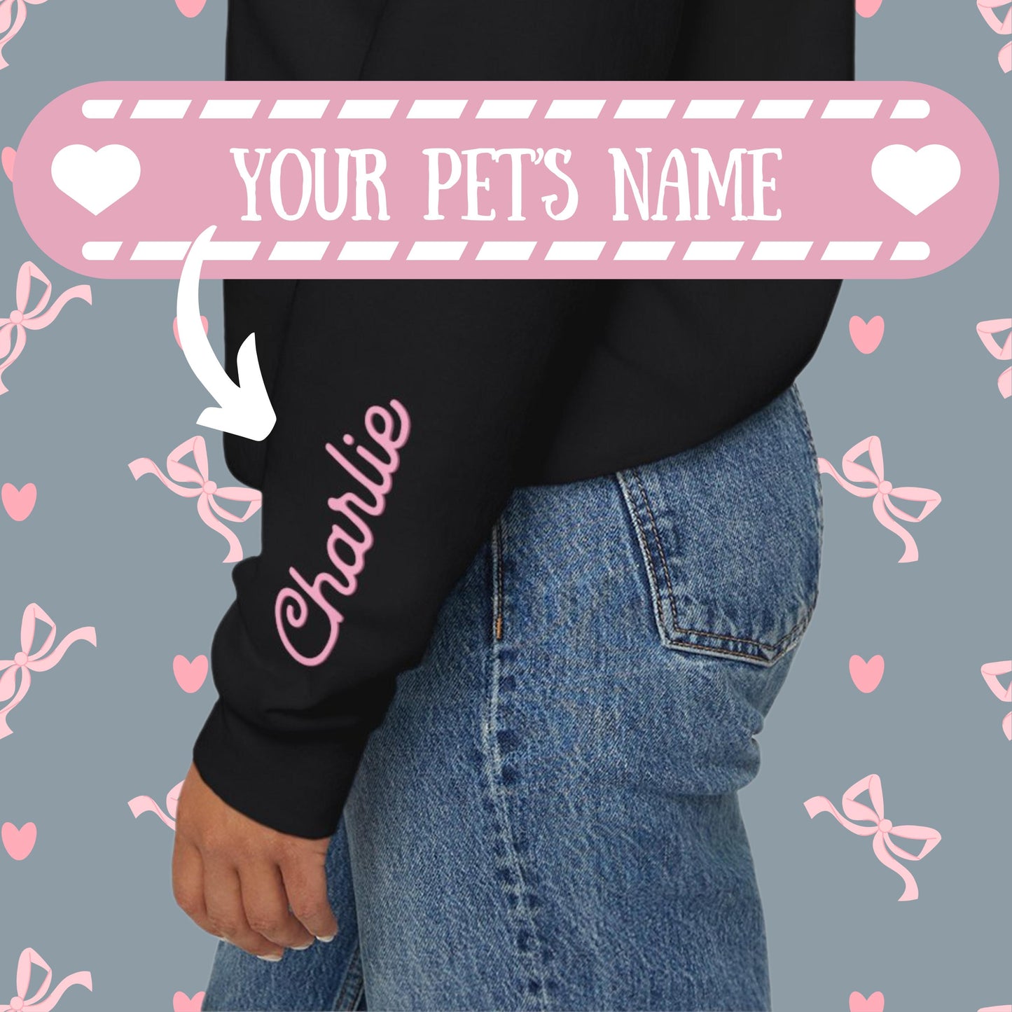 Valentine Gift I Love My Pet Shirt Custom Cat Photo Insert Design Here Coquette Aesthetic Bows Heart Pet Picture Dog Sweatshirt Pet Hoodie