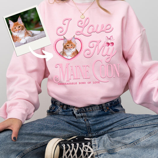Personalized Pet Photo Shirt Gift Insert Design Here Coquette Aesthetic Bows Tee Heart Pet Picture Valentine Dog Sweatshirt Pet Hoodie