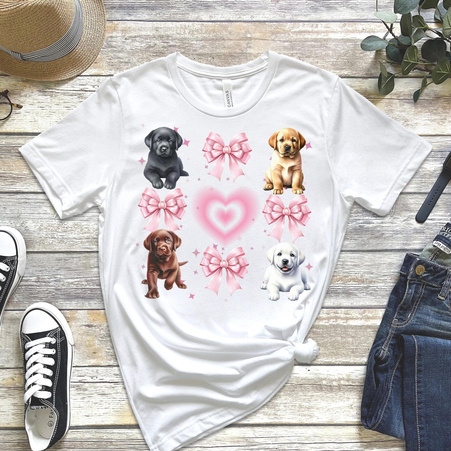 Coquette Labrador Puppy Hoodie Dog Lover Sweatshirt Pink Bow Crewneck Cute Golden Lab White Lab Black Lab Chocolate Lab Puppy Top Gift Women