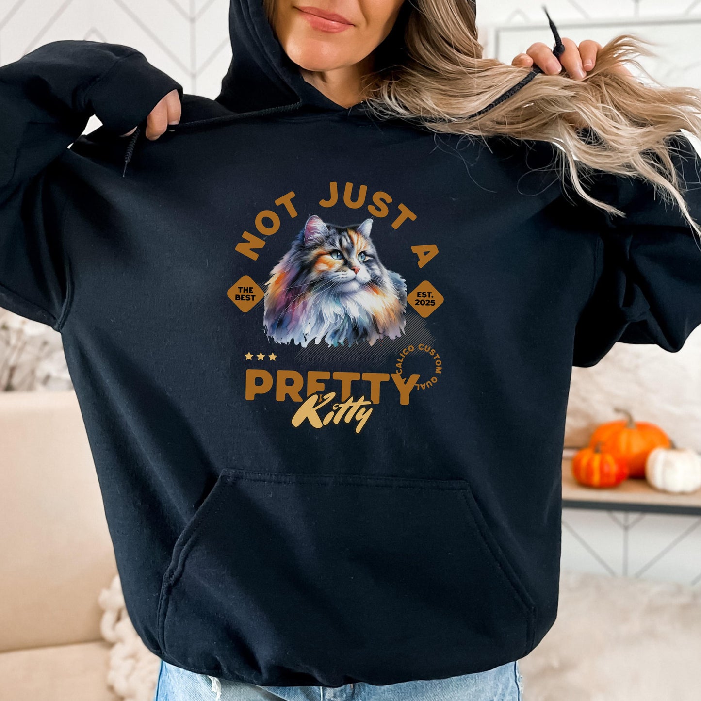 Calico Cat Lover Shirt Hoodie or Crewneck Cute Cat Design Cozy Apparel for Women Perfect Gift for Cat Owners Unique Cat Lover Clothing