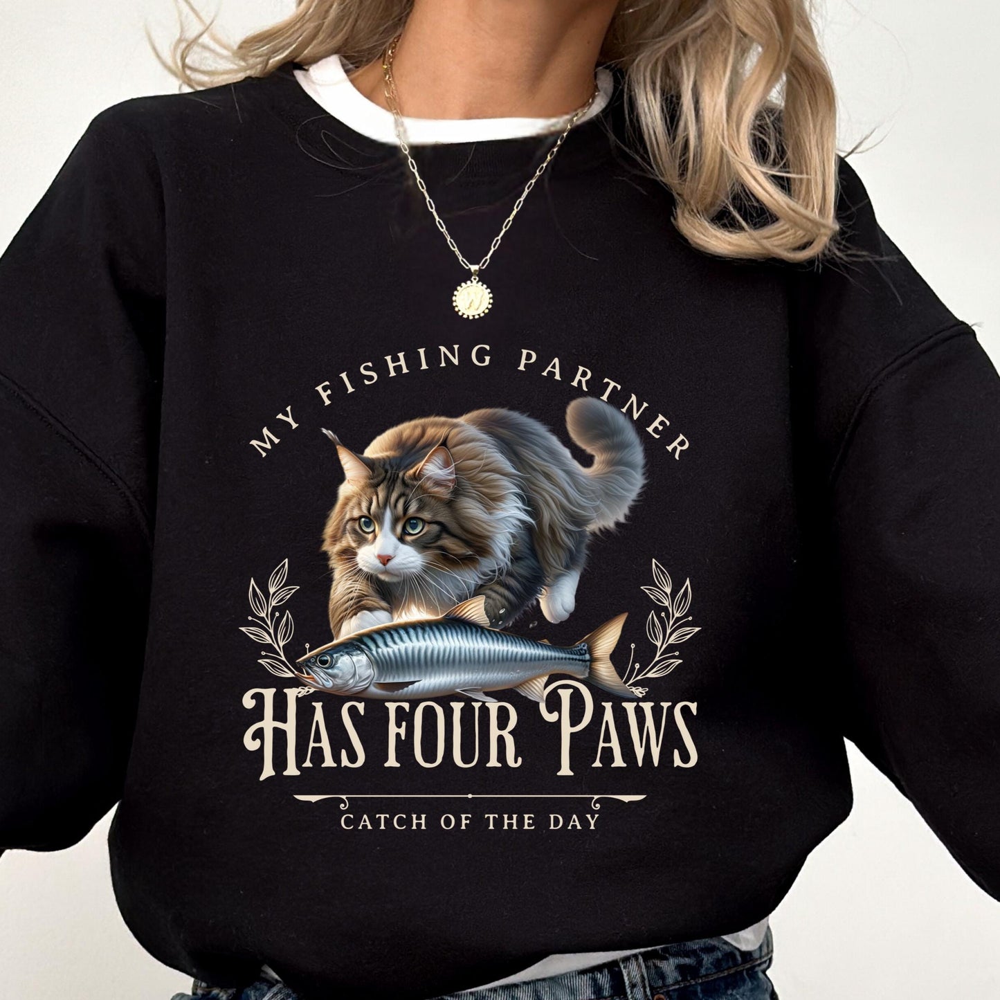 Maine Coon Shirt Sardines Art Fishing  Sweatshirt Sardinecore Nautical Fashion Coastal Apparel Cat Lover Gift Tinned Fish Seafaring Theme
