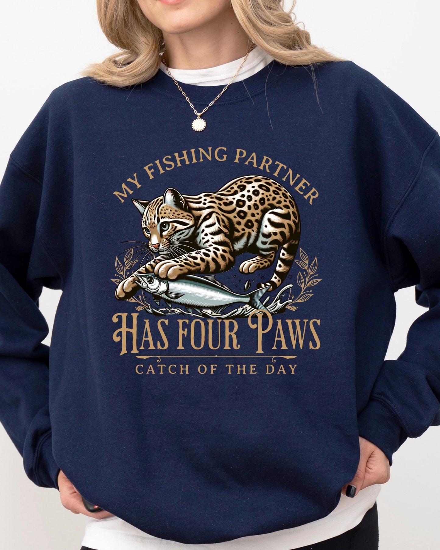 Bengal Cat Shirt Sardines Art Fishing Sweatshirt Sardinecore Nautical Fashion Coastal Apparel Cat Lover Gift Tinned Fish Seafaring Theme