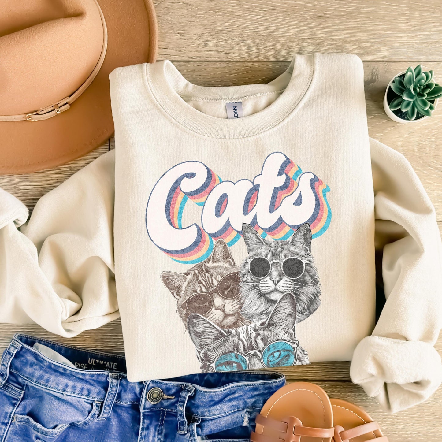 Retro Graphic Cat Lovers Sweatshirt Vintage Catful Shirt Retro Feline Hoodie Crewneck Soft Graphic Apparel Cat Lover Vintage Tee Gift Unisex