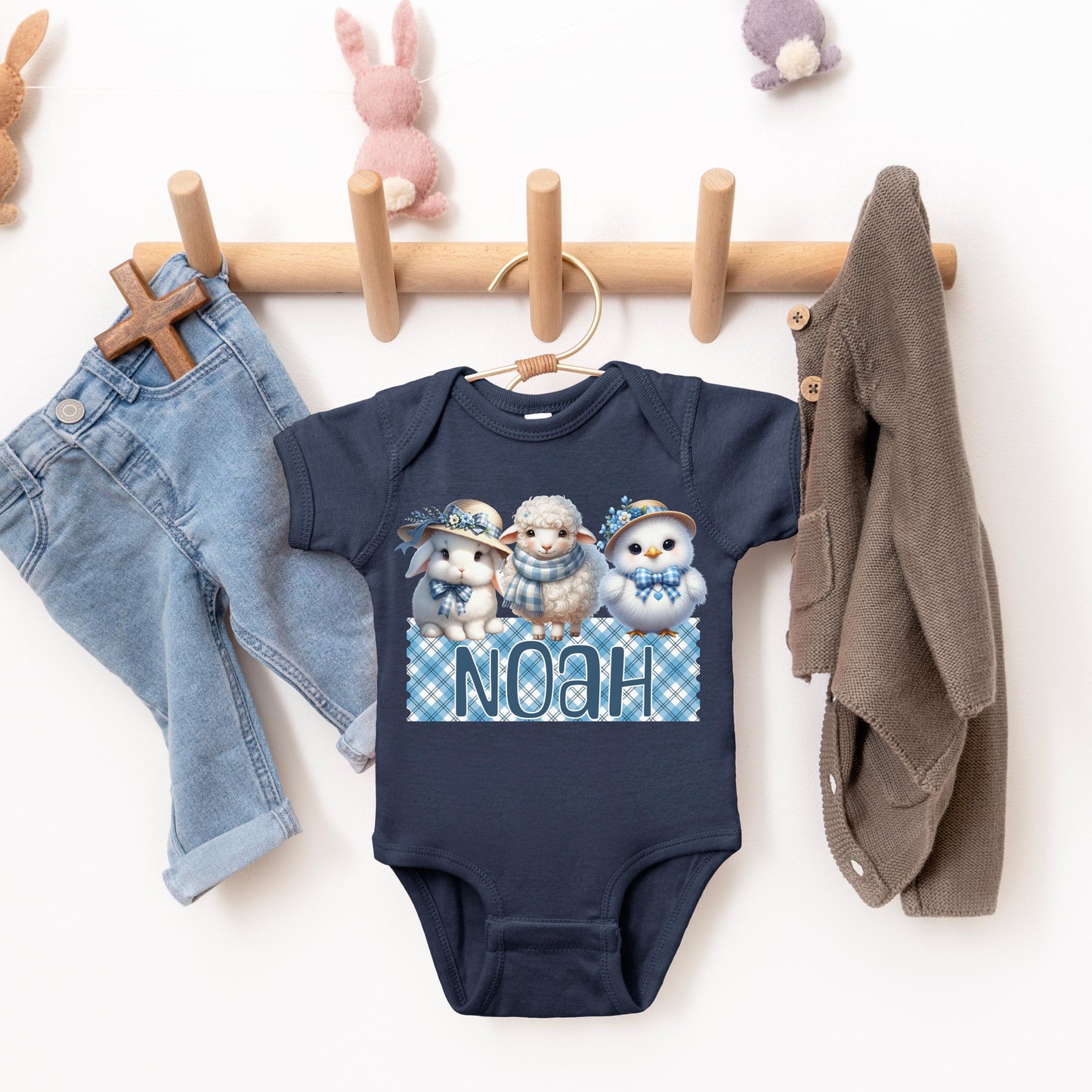 Easter Shirt for Kids Boys Girls Personalized Name Doodle Font Infant Crewneck Easter Bunny Sweatshirt for Toddlers 2T Custom Toddler Shirts