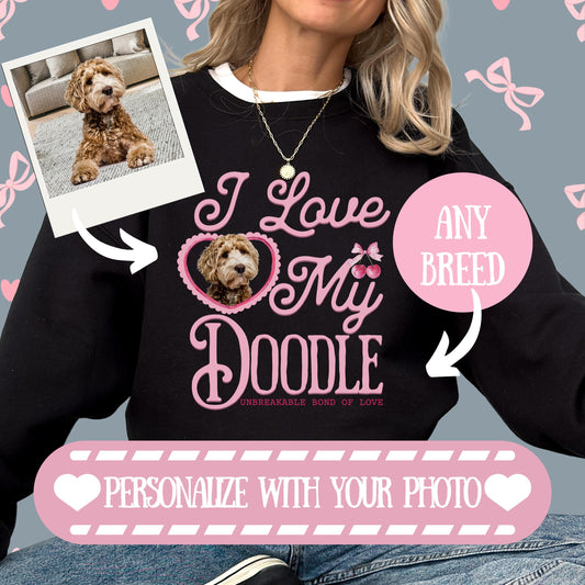 Personalized Pet Photo Shirt Gift Insert Design Here Coquette Aesthetic Bows Tee Heart Cat Picture Valentine Dog Sweatshirt Pet Hoodie