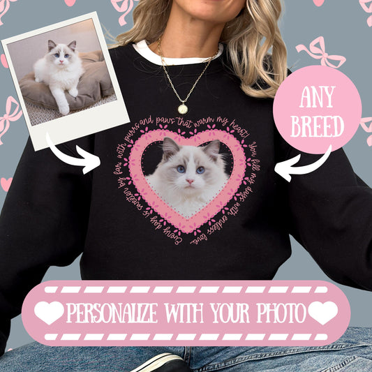 Personalized Pet Photo Shirt Upload Photo Shirt Gift for Pet Lovers Insert Design Here Tee Heart Pet Picture Valentine Dog Sweatshirt