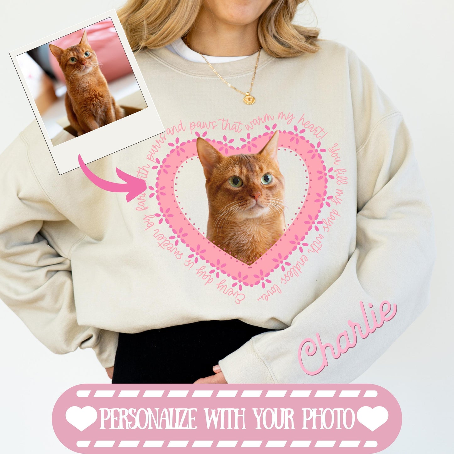 Personalized Pet Photo Shirt Upload Photo Shirt Gift for Pet Lovers Insert Design Here Tee Heart Pet Picture Valentine Dog Sweatshirt