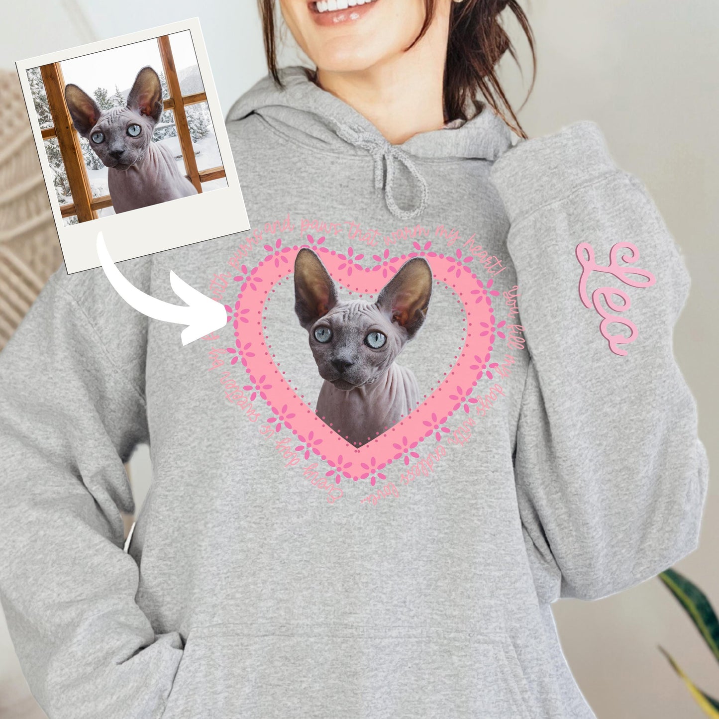 Personalized Pet Photo Shirt Upload Photo Shirt Gift for Pet Lovers Insert Design Here Tee Heart Pet Picture Valentine Dog Sweatshirt