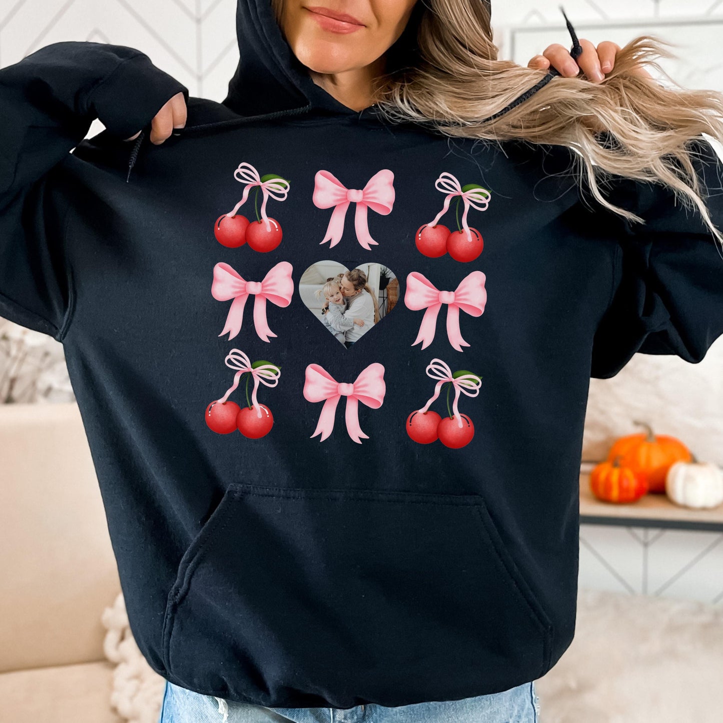 Personalized Gift for Mom Mama Sweatshirt Child's Name Photo Coquette Valentine Shirt with Name Tee Heart Photo Hoodie Mother's Day Keepsake