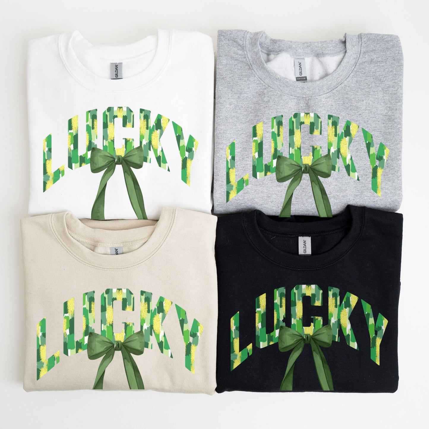 St Patricks Day Retro Shamrock Sweatshirt Funny Coquette Irish St Paddys Day Lucky Sweater Girls Four Leaf Green Brushstroke Clover Shirt