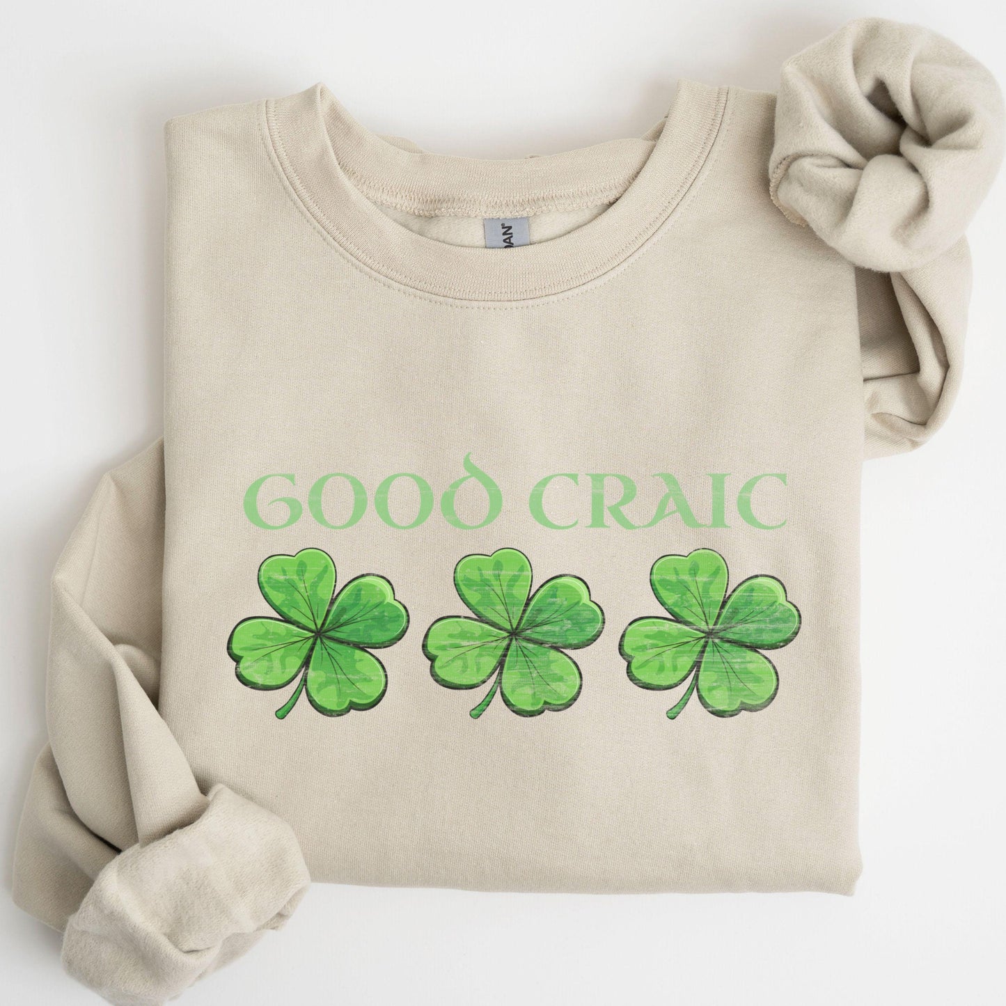 St Patricks Day Retro Shamrock Sweatshirt Funny Gaelic Irish St Paddys Day Lucky Sweater Girls Four Leaf Green Good Craic Lucky Clover Shirt