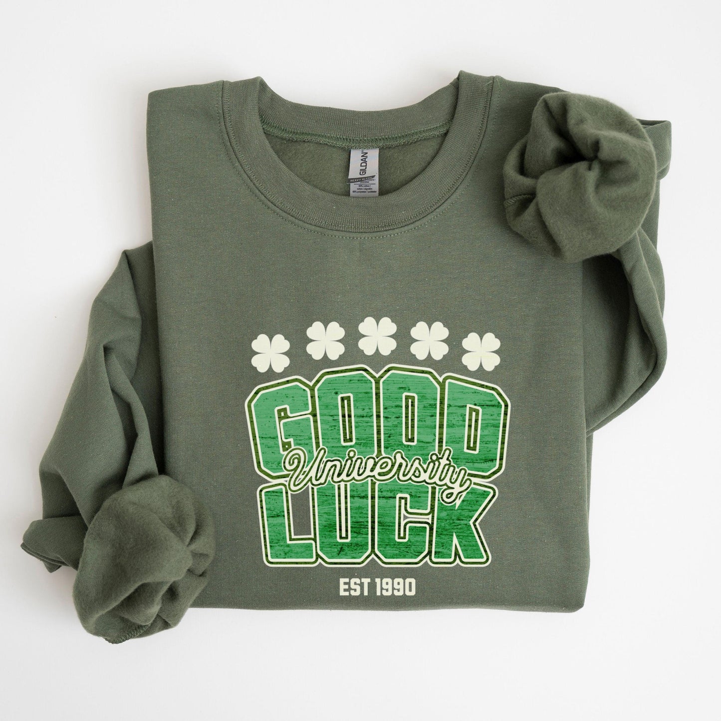 St Patricks Day Retro Shamrock Sweatshirt Funny University Irish St Paddys Day Lucky Sweater Girls 4 Leaf Green College Lucky Clover Shirt
