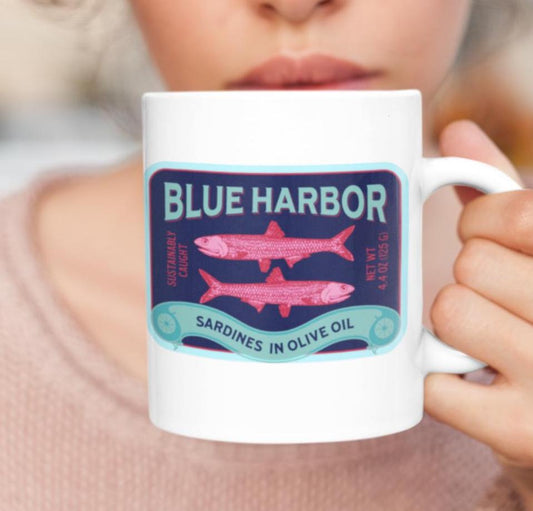 Fisherman Aesthetic Nautical Style Sardines Art Print Coastal Mug Maritime Seafaring Ocean Inspired Vintage Tinned Fish Sardinecore Design