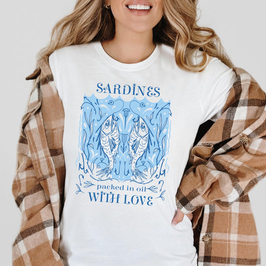 Sardines Art Print Sweatshirt Fisherman Tinned Fish Aesthetic Nautical Style Coastal Clothing Seafaring Maritime Vintage Sardinecore Coastal