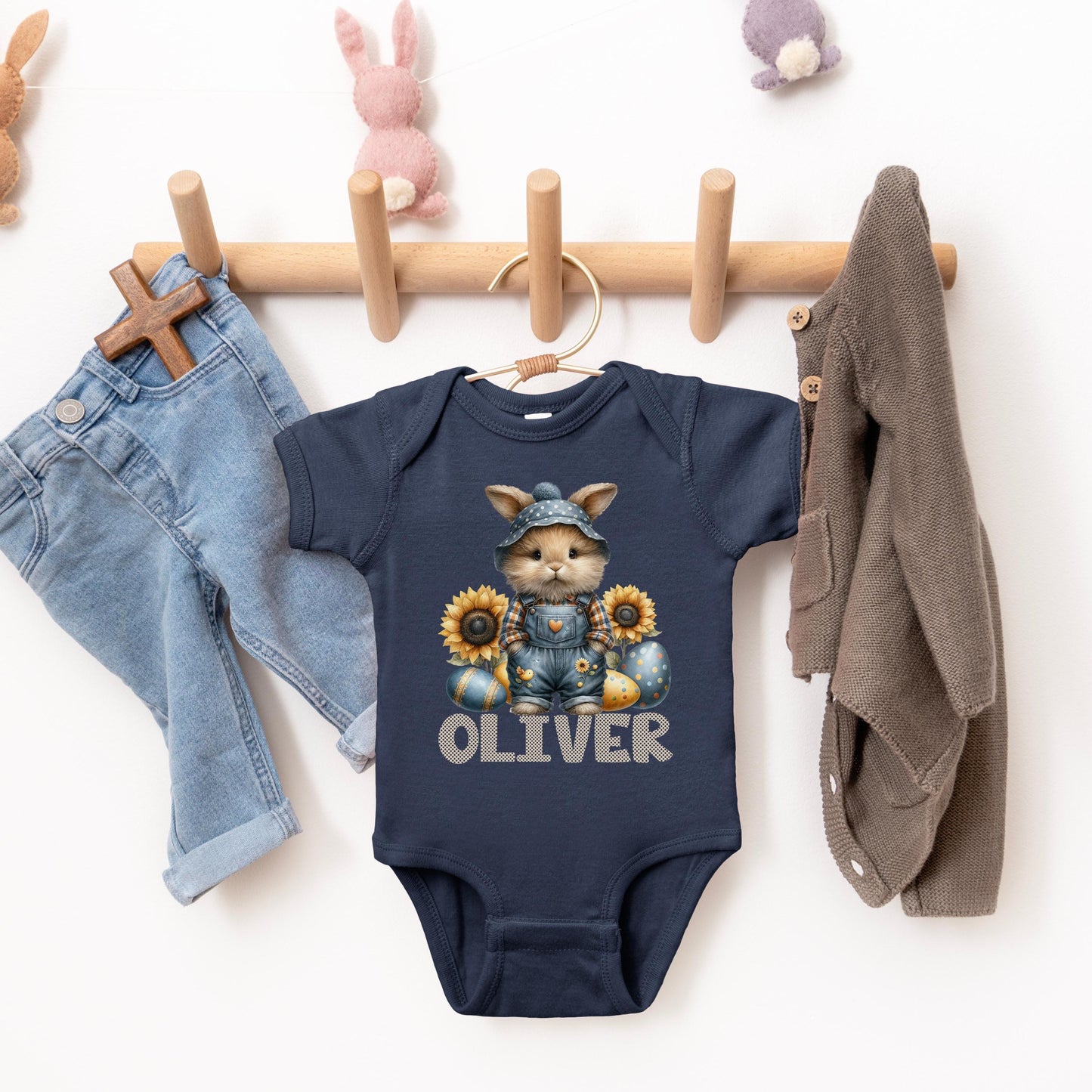 Toddler Easter Shirt for Boys Girls Kids Personalized Name Doodle Font Infant Crewneck Easter Bunny Sweatshirt for 2T Custom Toddler Shirts